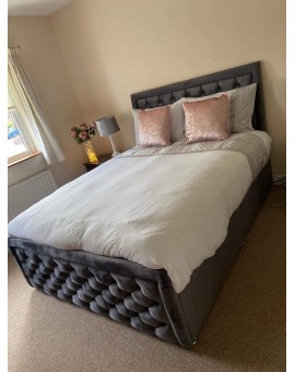 French velvet framed chesterfields